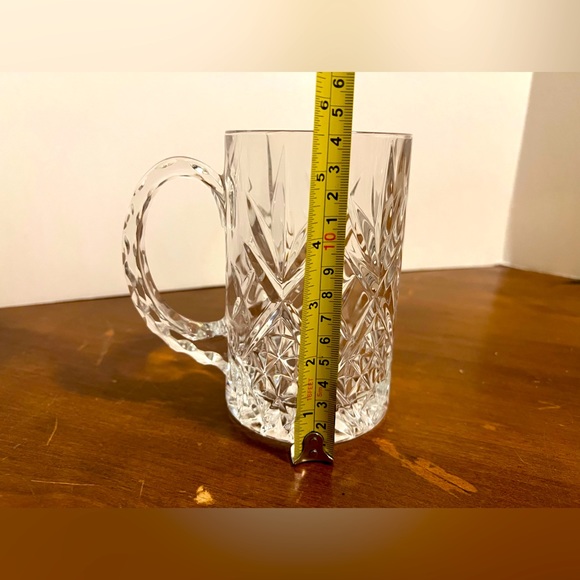 Handcrafted Scalloped Handle Heavy Cut Lead Crystal Beer Mug.  2 Available - Picture 5 of 6